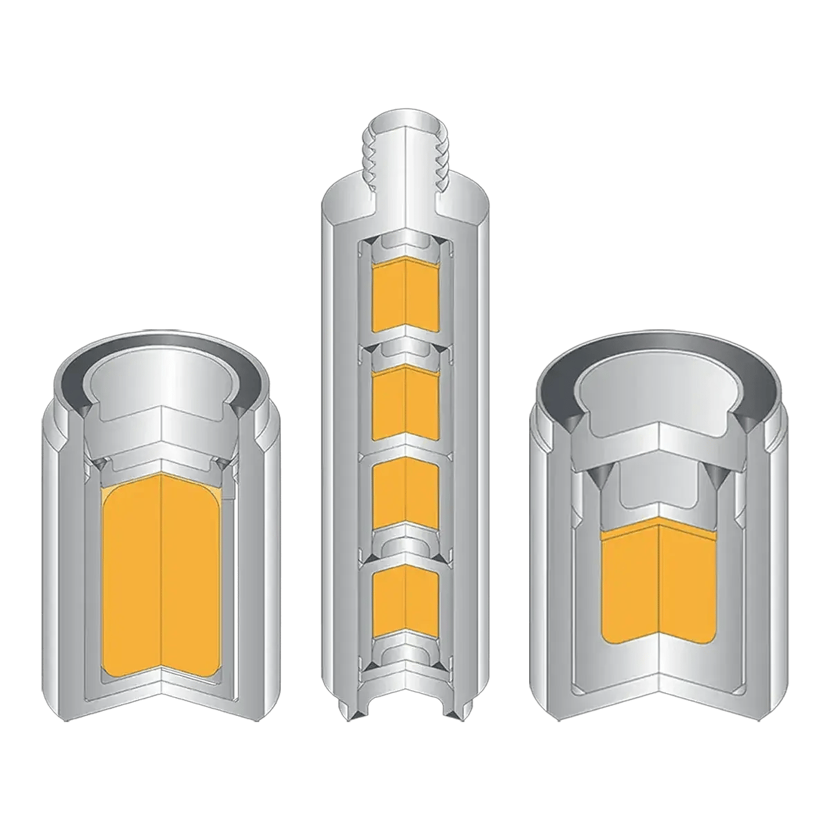 Illustration of AmBe, Cf-252, and Cs-137 industrial sealed sources