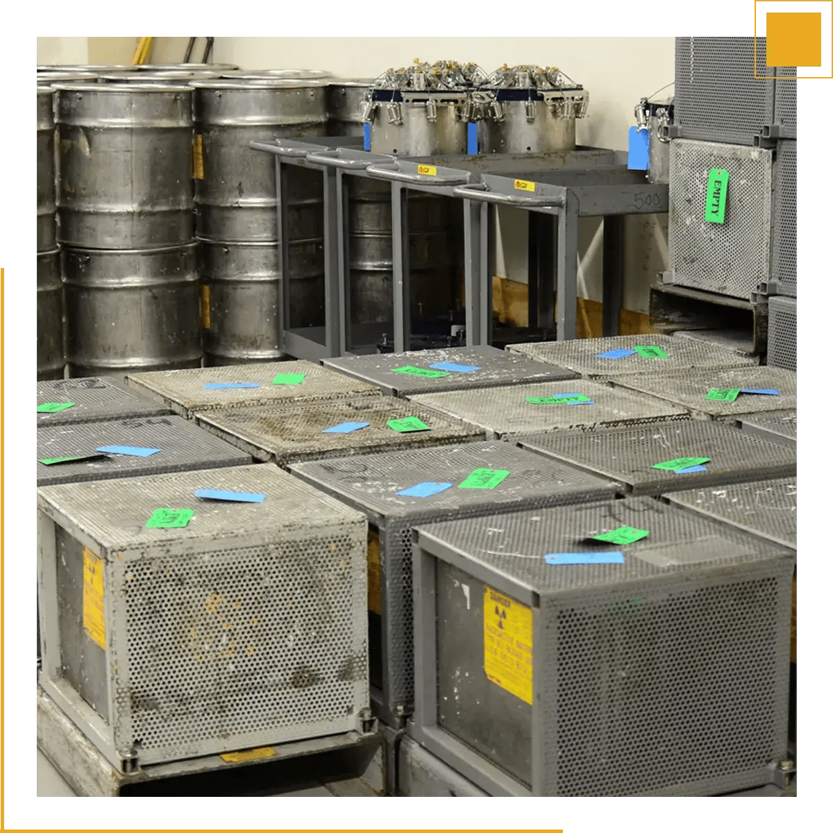 Metal industrial co-60 shipping containers