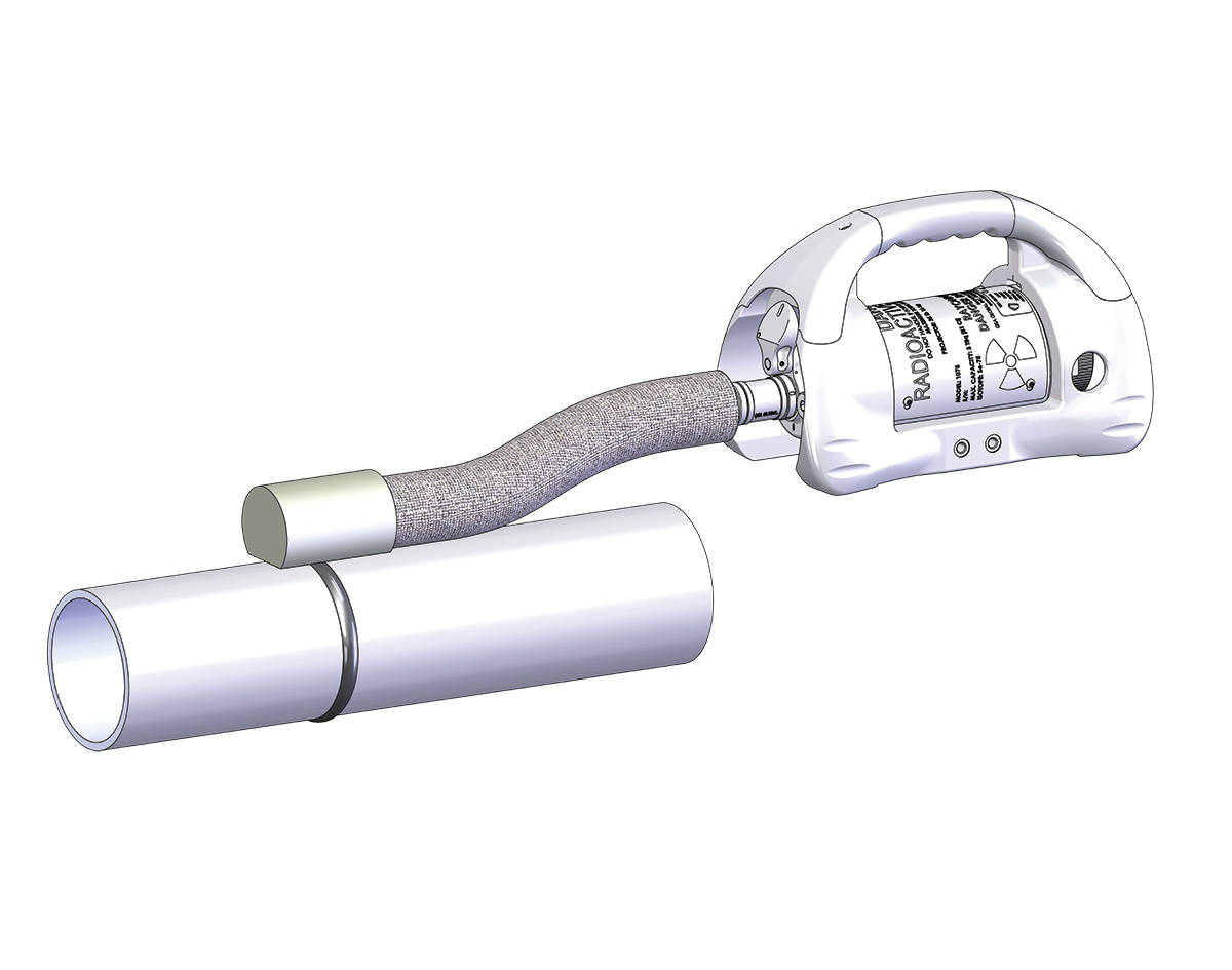 1075 SCARPro category II projection-style gamma radiography camera illustration