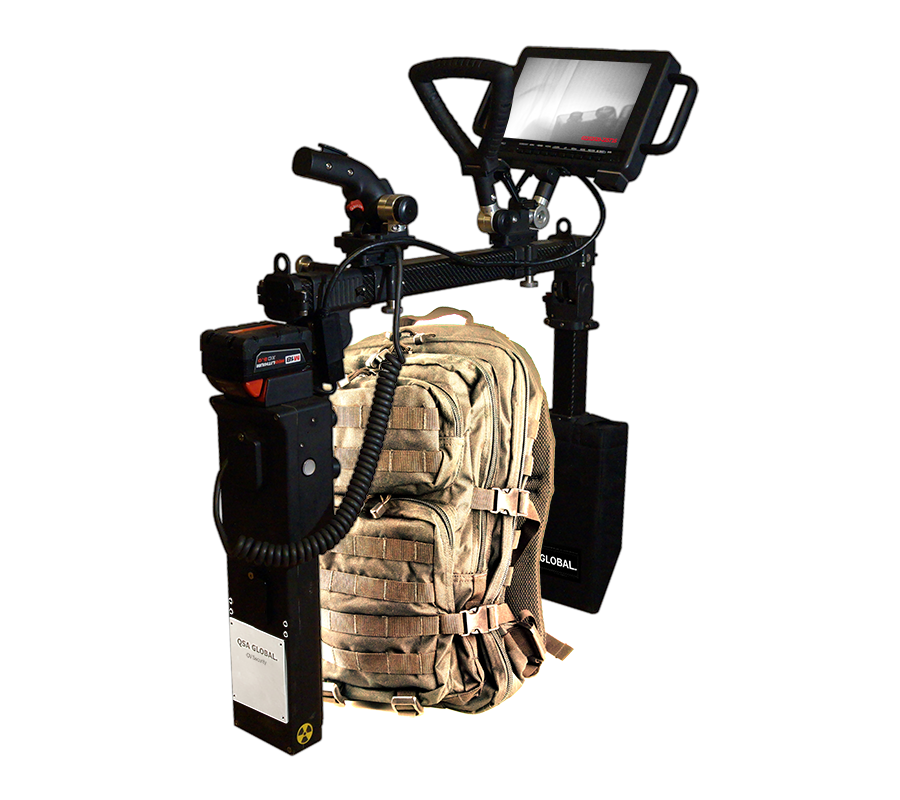 OV Security positioned over a beige bag for x-ray scanning