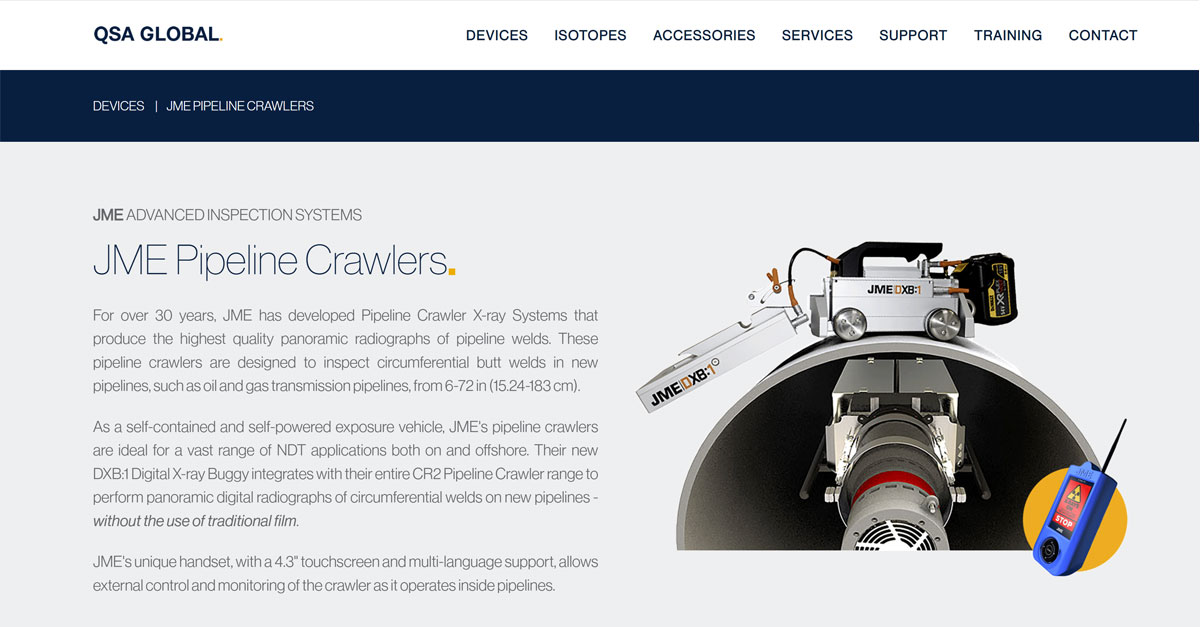 JME Pipeline Crawler XRay Systems QSA Global, Inc.